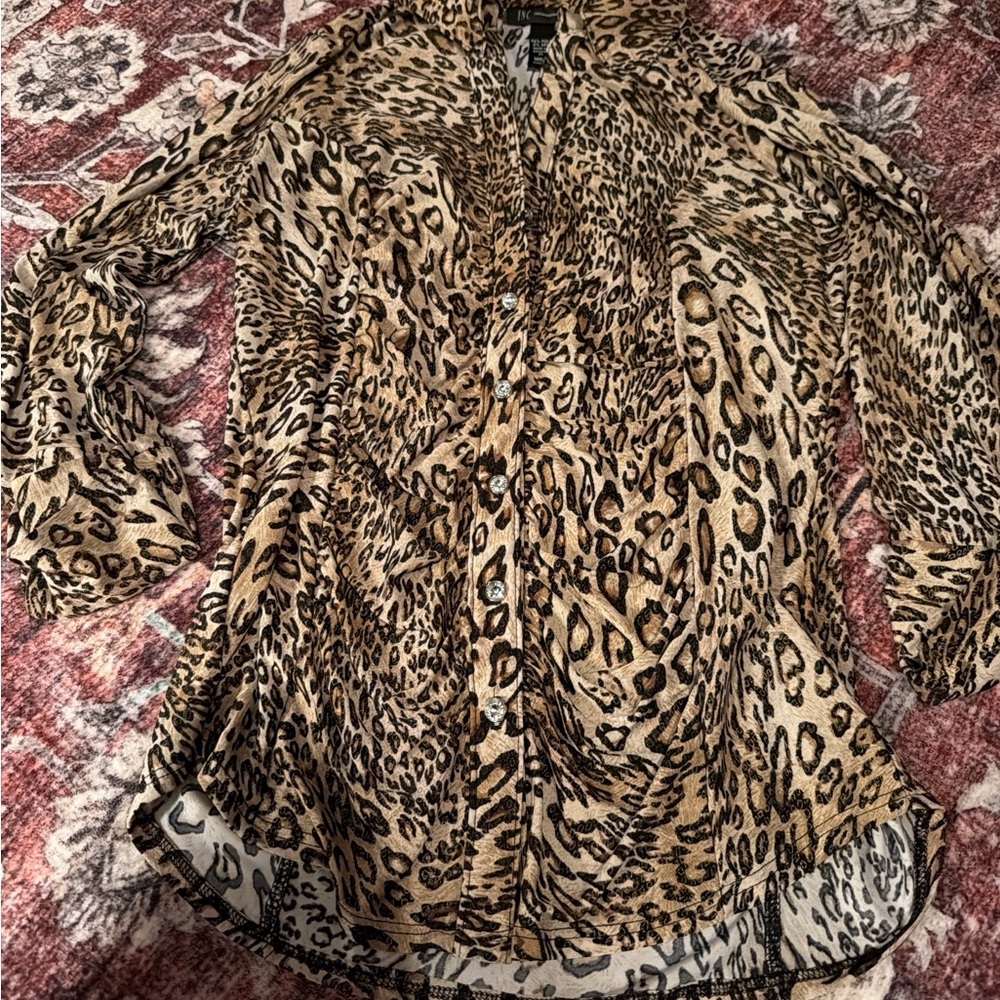 INC International Concepts Animal Print Button Down Shirt